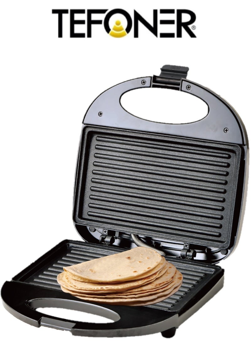 TEFONER Double-sided slatted sandwich warmer. Non-stick sandwich toaster. Sandwich maker with automatic shut-off. Multi-purpose bread toaster. 800W sandwich maker. Safe electric sandwich grill, operates up to 220V. - Image 1